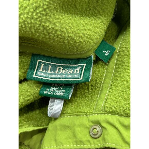 Vintage L.L.Bean Men's Green Fleece 1/4 Button Snap Pullover Sweater Size Large - Picture 6 of 12